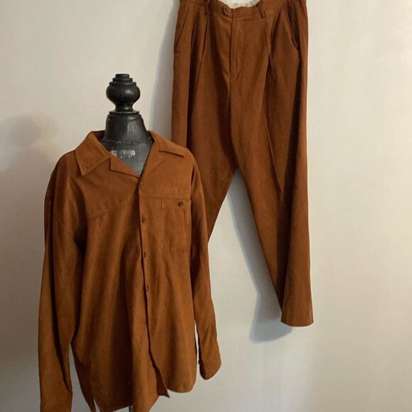 Men's Brown Micro Suede Suit Set - Picture 1 of 8
